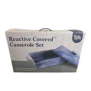 BeauMont Reactive Covered Casserole Set 3.5 Qt BMK 833 Microwave / Dish Safe NIB